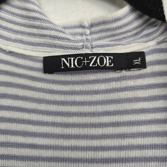 Women’s Linen Blend Striped Open Cardigan Blue White XL Lightweight Lagenlook - Picture 4 of 8